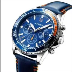 ♦即購入OK♦ 新品 スポーツ レザー 腕時計 ブルー 青 30m 防水
