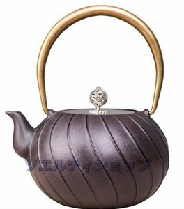 新入荷★煮茶壷 茶道具★ 鉄びん 鉄分補給 未塗装鉄器 急須 茶壺 提梁壷 水壷 1.2L