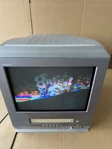 中古 SONY ソニー トリニトロン カラービデオテレビ KV-14MVF2 ブラウン管テレビデオ 2001年製 14 型 VHS 動作OK レトロ