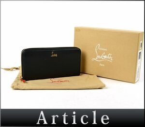 175109◇ Christian Louboutin クリスチャン ルブタン パネトーネ ラウンドファスナー長財布 1185061 レザー 革 ブラック 黒/ C