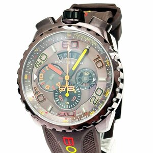 【1円スタート】【箱付き】BOMBERG ボンバーグ BOLT-68 クロノグラフ SS×ラバー ブラウン系文字盤 クオーツ メンズ腕時計 266205