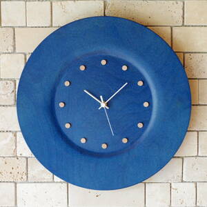 北欧 スウェーデン ブルー プライウッド 壁掛け 電波時計 壁掛け時計 ビンテージ プレート 木製 ウッド
