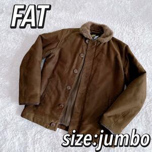 良品 美品 FAT N−1 デッキジャケット ミリタリー jumbo XL相当 牛革使用 ライトカーキ ストリート アメカジ スケーター エフエーティー