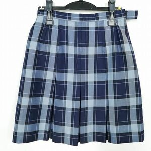 1円 スクールスカート 冬物 w69-丈51 チェック 中学 高校 プリーツ 学生服 制服 女子 中古 IN5576