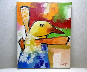 【送料無料】タイのアーティスト Tanarug Sangpradub 鳥の絵＃１ キャンバス画 原画 2005年作