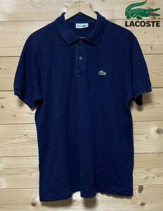 Made in Franceh★入手困難品★美中古・ LACOSTE（ラコステ）★ポロシャツ（鹿の子）NAVY サイズ4　JPサイズL　