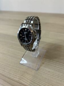 ☆2404-561 セイコー 電波ソーラー 腕時計 SEIKO 7B22 0AC0 ブライツ チタン 日付 黒文字盤 スクリューバック 純正ブレス