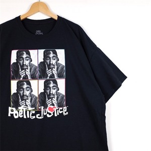 2PAC 半袖プリントTシャツ メンズUS-2XLサイズ Poetic Justice ブラック ヒップホップ ラップ ミュージック RAPTEE BIG古着 XXL t-2183n