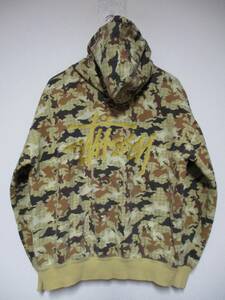 USA製 STUSSY オールドステューシー 銀タグ 刺繍ロゴ 総柄 ジップパーカー Lサイズ