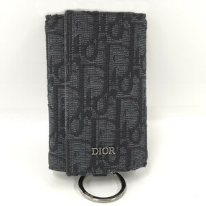 【中古】Christian Dior キーケース 6連 オブリーク キャンバス ブラック