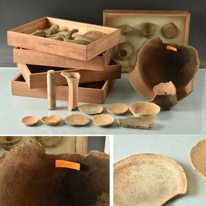 B17159 弥生式土器など、土器多々 奈良県出土多数 中央文化研究会旧蔵：真作