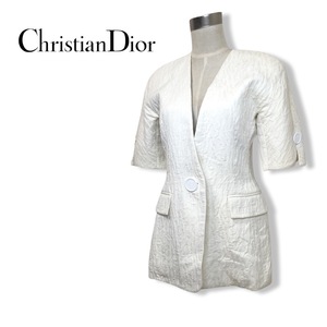 ★Chistian Dior クリスチャンディオール★レディース 半袖 ジャケット テーラード コットン size 9 管:C:05