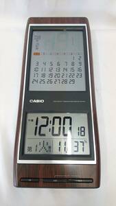 CASIO 電波時計 IDC-350J　掛け時計 インテリア カレンダー デジタル　5JF　茶木目調