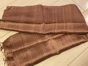 32 タイシルク スカーフ ストール 未使用品 新品ブロンズ 銅色系 テーブルクロス タペストリー 手織りスカーフ アジアンスカーフ 柄 絹