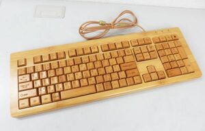 A039★木製? 竹製? キーボード 有線タイプ テンキー付き PC周辺機器 現状品★03