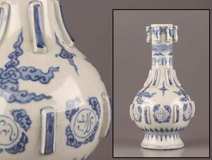 中国古玩 唐物 明代 古染付 花瓶 古作 時代物 極上品 初だし品 C6207
