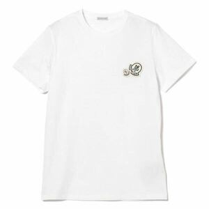 ★定価 53,900円 ★現行モデル 最新作 MONCLER Tシャツ カットソー Ｍ　Wワッペン ロゴ ホワイト モンクレール 国内正規品 入手困難 完売品