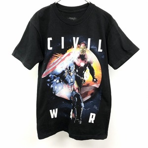 マーベル MARVEL インポート古着 Tシャツ アメコミ CIVIL WAR シビルウォー キャプテンアメリカ 半袖 綿100% S ブラック 黒 レディース