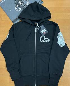 24ss 新品 PALACE×EVISU ZIP HOOD BLACK size S パレス