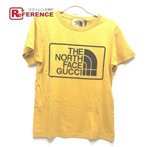 GUCCI グッチ 616036 THE NORTH FACE コラボ 半袖Ｔシャツ コットン マスタード イエロー レディース【中古】未使用