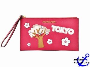 827 未使用 MICHAEL KORS マイケルコース ILLUSTRATIONS TOKYO 桜 35H7GIFW4R サフィアーノレザー クラッチバック 東京 ピンク 送料無料