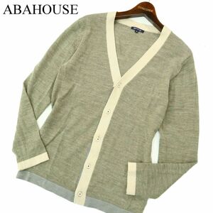 ABAHOUSE アバハウス 秋冬 ウール★ Vネック ボーダー ニット カーディガン Sz.3　メンズ　A3T11308_9#K