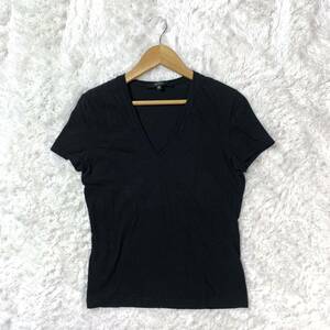 GUCCI グッチ 半袖Tシャツ ブラック 黒 Vネック イタリア製 XS YA6724