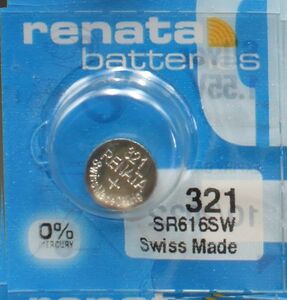 ●【即決送料無料】1個223円 スイス製RENATA レナタ SR616SW（321）1.55V　酸化銀電池：2022年10月●