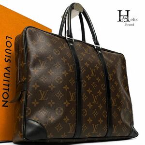 【美品★希少モデル】LOUIS VUITTON ルイヴィトン　トートバッグ　ビジネスバッグ　マカサー　ブリーフケース　モノグラム　レザー　黒　A4