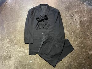 COMME des GARCONS HOMME PLUS コムデギャルソンオムプリュス 88ss 1988ss シルク リボン 5B 前立て変形 2タック セットアップ S M