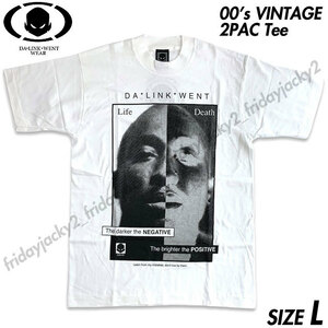 稀少■90s-00s DA・LINK・WENT 2PAC 追悼 半袖Tシャツ 白ホワイト L①ヴィンテージ デッドストック 古着 ラップ ツーパック RAP TEE HIPHOP