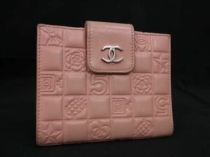 1円 CHANEL シャネル ココマーク アイコンライン レザー 二つ折り 財布 ウォレット 札入れ 小銭入れ カード入れ ピンク系 FA6050