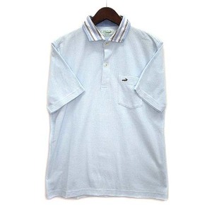 クロコダイル CROCODILE 襟異素材 ポロシャツ 半袖 ワンポイント ブルー 青 M 1602-00112 メンズ