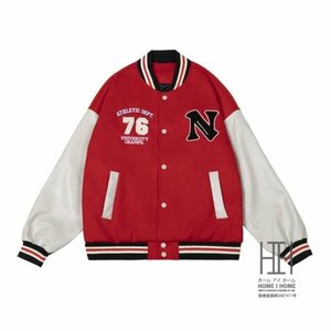 XL レッド スタジャン メンズ 革ジャン 革レザー 野球服 ma1 大きいサイズ 野球ジャンパー 秋冬 ブルゾン フライトジャケット ジャケット