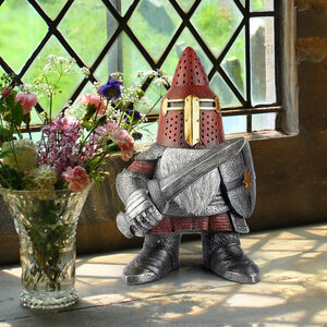 ラウンドマッシュルームのノーム（小人）中世騎士のガーデン戦士彫像 彫刻 庭園アート彫像 芝生アクセント 贈り物 輸入品