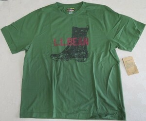 未使用タグ付き【L.L.Bean 緑地にブーツとロゴを描いた半袖Tシャツ】エルエルビーン★サイズXLジャパンフィット★グリーン★297349