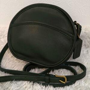 希少美品! COACH コーチ グラブタンレザー 革 ショルダーバッグ ラウンド GREEN グリーン ショルダーバッグ 9982 キャンティーン ゴールド