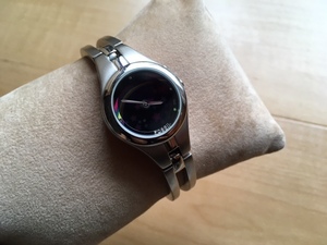 良品 レア FOSSIL フォッシル ES-9769 ブルー・ブラック文字盤 切替・変わり文字盤 クオーツ レディース 腕時計
