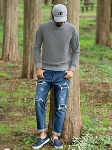 ★ The DUFFER of ST.GEORGE Messiah DAMAGE＆REPAIR TAPERED DENIM：リメイクデニム　L