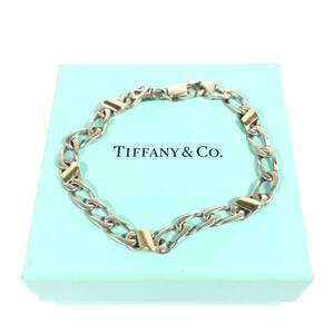 【ティファニー】本物 TIFFANY&Co. ブレスレット 喜平 シルバー925×ゴールド750 全長19cm バングル メンズ レディース 箱付き 送料520円