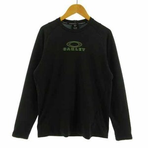 オークリー OAKLEY Tシャツ ロンT 丸首 長袖 切替え ロゴプリント ブラック系 黒系 S メンズ