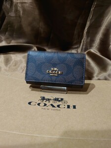 【1スタ】C-484 新品未使用 COACH ファイブ リング キー ケース シグネチャー キャンバス 並行輸入品