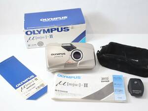 【シャッター/フラッシュOK】オリンパス OLYMPUS μ mju II LENS 35mm F2.8 シャンパンゴールド 希少 元箱付き コンパクトカメラ (748)