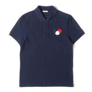 MONCLER モンクレール ポロシャツ サイズ:S ワンポイント アイコンロゴワッペン 半袖 鹿の子 MAGLIA POLO MANICA CORTA 17SS ネイビー 紺