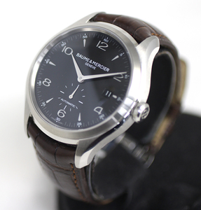 【BAUME&MERCIER】ボーム&メルシエ　Clifton　クリフトン　65717　自動巻き　メンズ　ブラック文字盤　裏スケ　美品