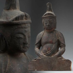 JK889 時代仏教美術 木彫「菩薩坐像」高11.3cm 重41g・木雕佛像・木彫仏像