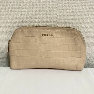 FURLA フルラ クロコダイル柄 ポーチ バニティ ピンク レディース 小物入れ メイク用品 小物 スキンケア用品 旅行 持ち歩き 収納 送料無料