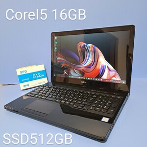 ★最強4コアCorei5★メモリ16GB/新品SSD512GB/LIFEBOOK/WA2/Z　Windows11HOME/Webカメラ/Office2019H&B/DVDRW/富士通/FUJITSU/BLT