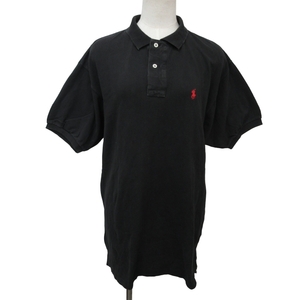 ポロ ラルフローレン POLO RALPH LAUREN 90s ポロワンピース 半袖 カットソー ポニーロゴ MADE IN USA ブラック M ☆AA★ IBO47