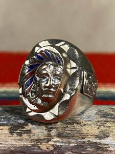 ～1950s メキシカンリング インディアン 28号 真鍮 合金 メキシコ製 メキシコリング ★ バイカーリング ビンテージ 40s 50s 指輪
